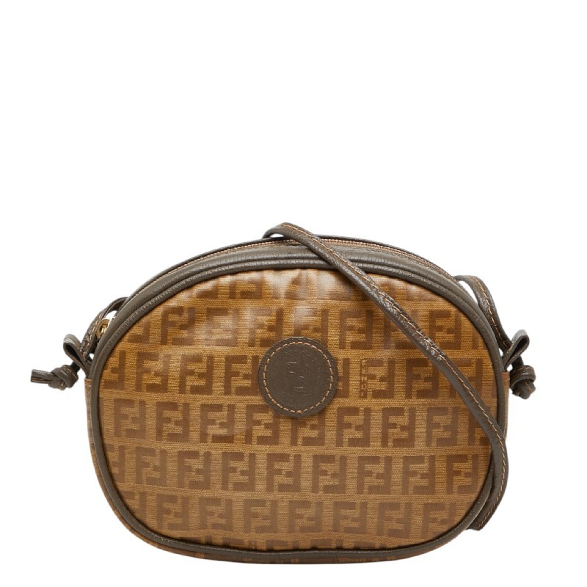 Fendi Zucchino Crossbody Shoulder Bag/Pouch, Brown/Gray, Women's Fendi